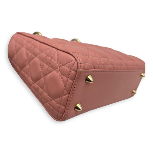 Lady Dior My ABCDior Top Handle Bag Medium Pink in Lambskin, Gold hardware