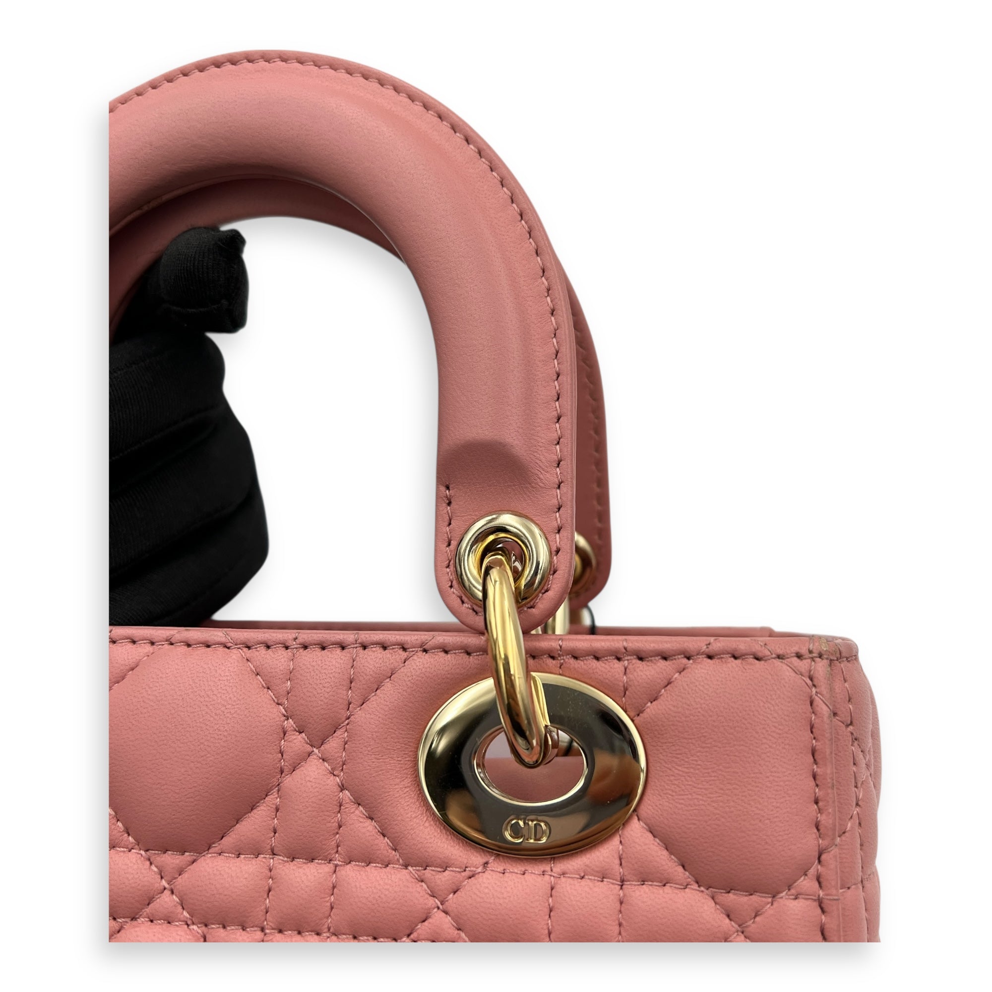 Lady Dior My ABCDior Top Handle Bag Medium Pink in Lambskin, Gold hardware