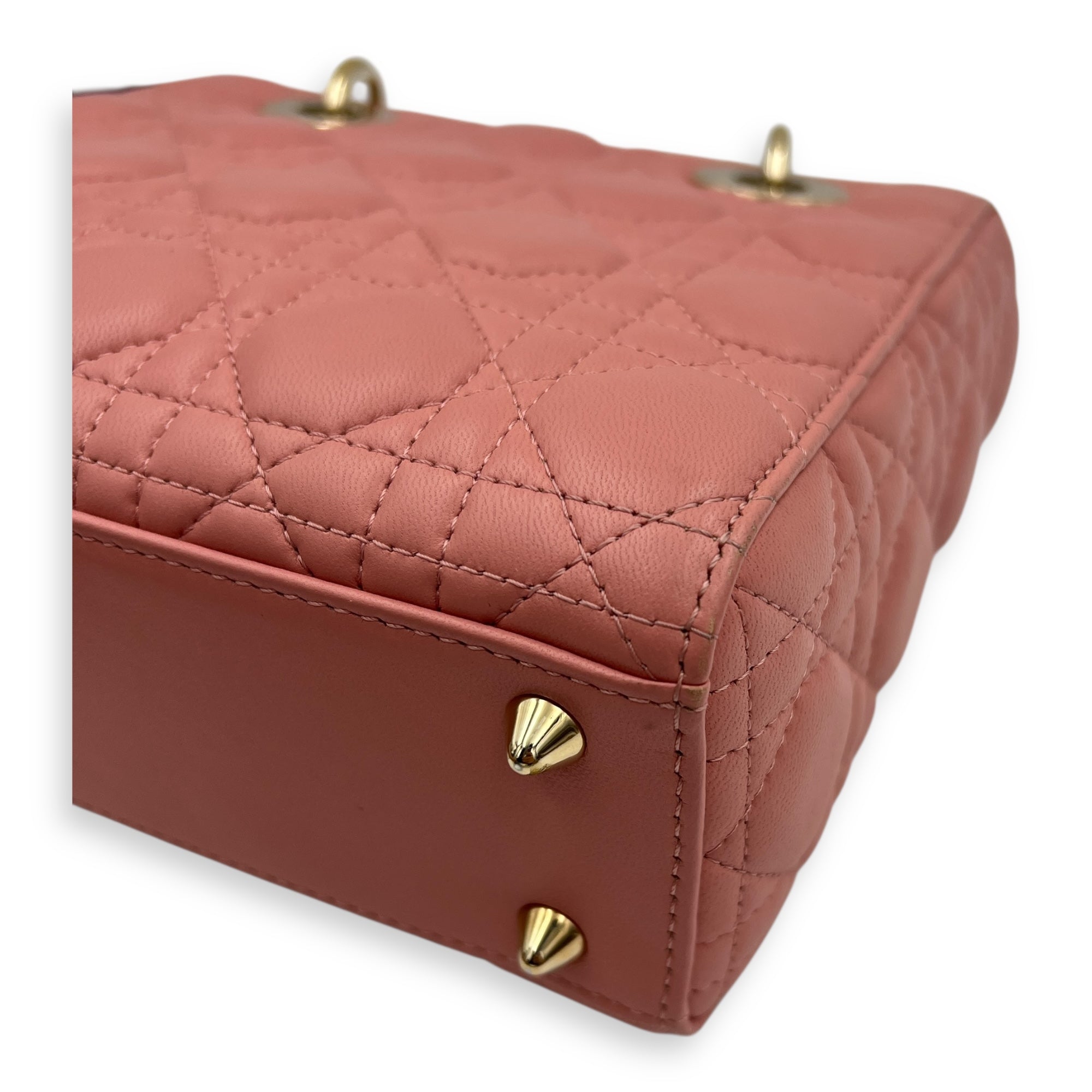 Lady Dior My ABCDior Top Handle Bag Medium Pink in Lambskin, Gold hardware