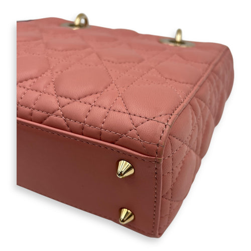 Lady Dior My ABCDior Top Handle Bag Medium Pink in Lambskin, Gold hardware