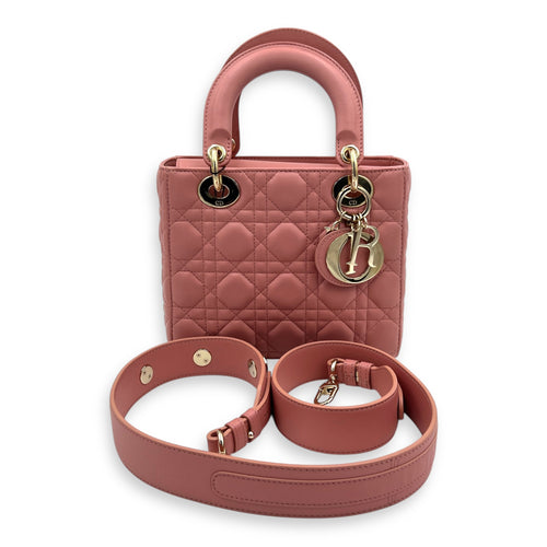 Lady Dior My ABCDior Top Handle Bag Medium Pink in Lambskin, Gold hardware