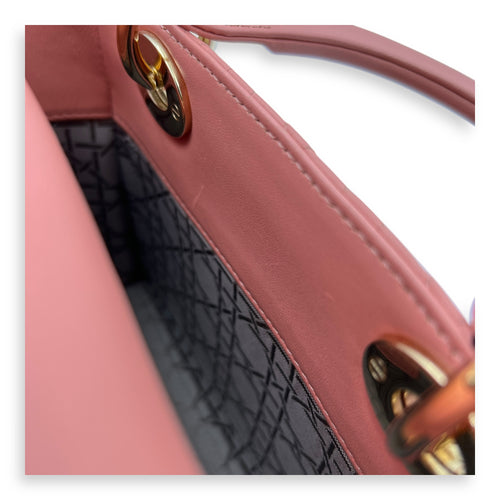 Lady Dior My ABCDior Top Handle Bag Medium Pink in Lambskin, Gold hardware