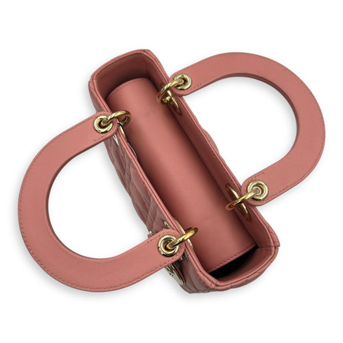 Lady Dior My ABCDior Top Handle Bag Medium Pink in Lambskin, Gold hardware