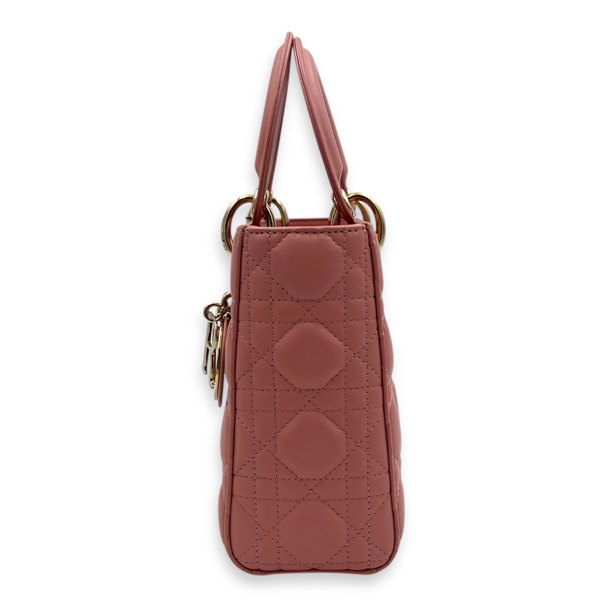 Lady Dior My ABCDior Top Handle Bag Medium Pink in Lambskin, Gold hardware