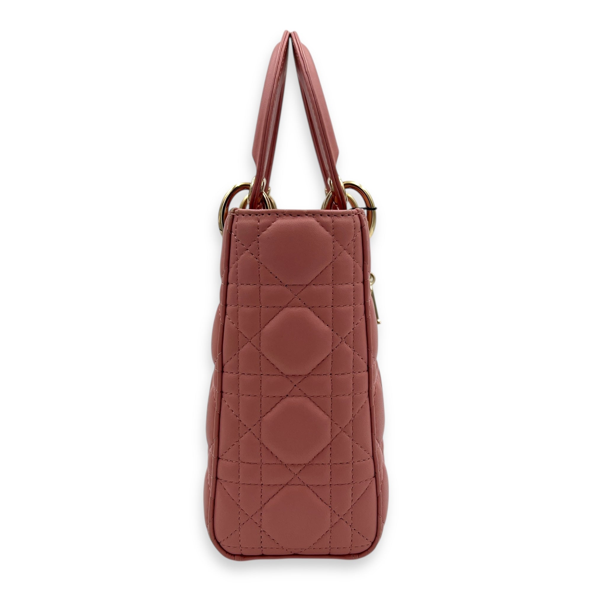 Lady Dior My ABCDior Top Handle Bag Medium Pink in Lambskin, Gold hardware