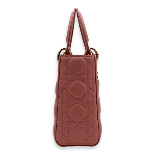 Lady Dior My ABCDior Top Handle Bag Medium Pink in Lambskin, Gold hardware