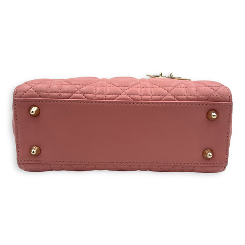 Lady Dior My ABCDior Top Handle Bag Medium Pink in Lambskin, Gold hardware