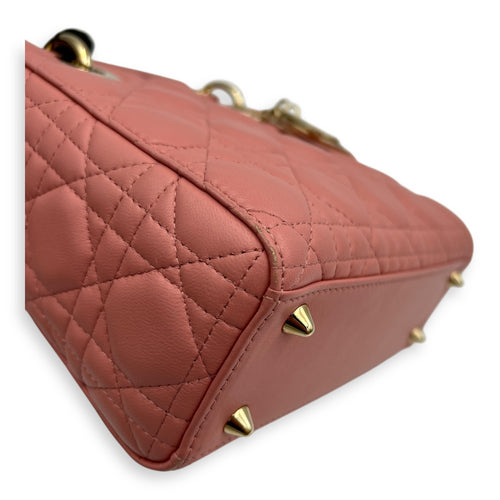 Lady Dior My ABCDior Top Handle Bag Medium Pink in Lambskin, Gold hardware