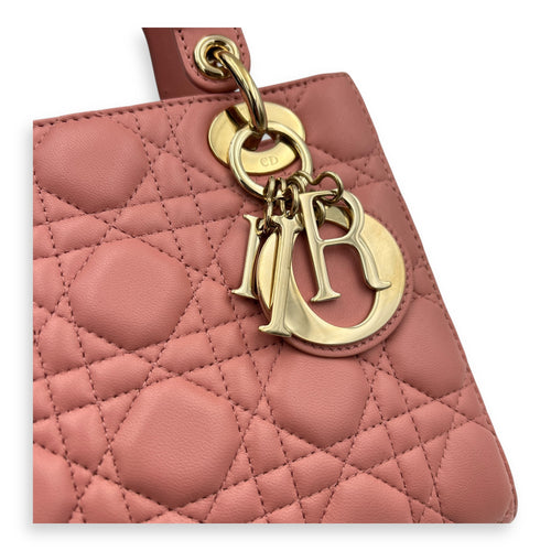 Lady Dior My ABCDior Top Handle Bag Medium Pink in Lambskin, Gold hardware