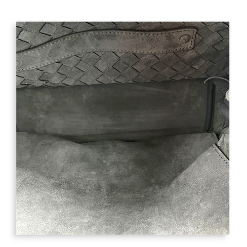 Intrecciato Backpack Grey in Calfskin, Silver hardware