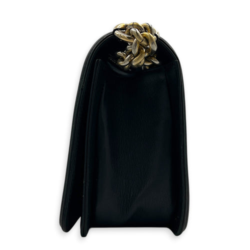 Boy Shoulder Bag Medium Black in Calfskin, Gold hardware