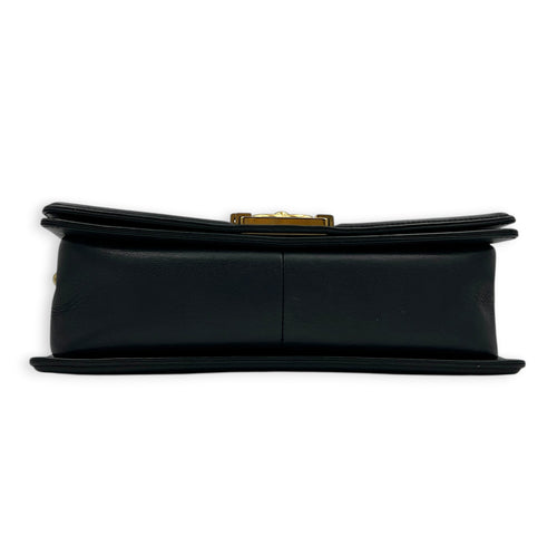 Boy Shoulder Bag Medium Black in Calfskin, Gold hardware