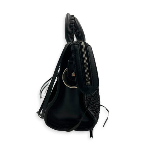 City Mini Woven Top Handle Bag in Mixed Calfskin, Silver hardware