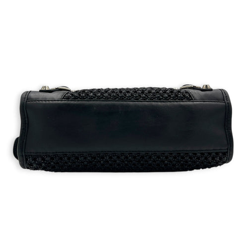 City Mini Woven Top Handle Bag in Mixed Calfskin, Silver hardware