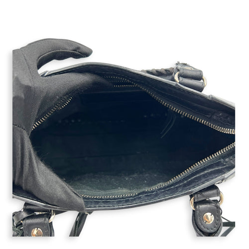 City Mini Woven Top Handle Bag in Mixed Calfskin, Silver hardware