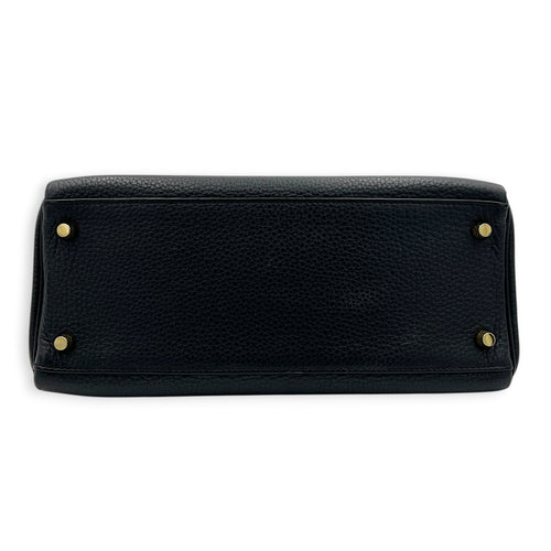 Kelly 28 Noir Top Handle Bag in Clemence, Gold hardware