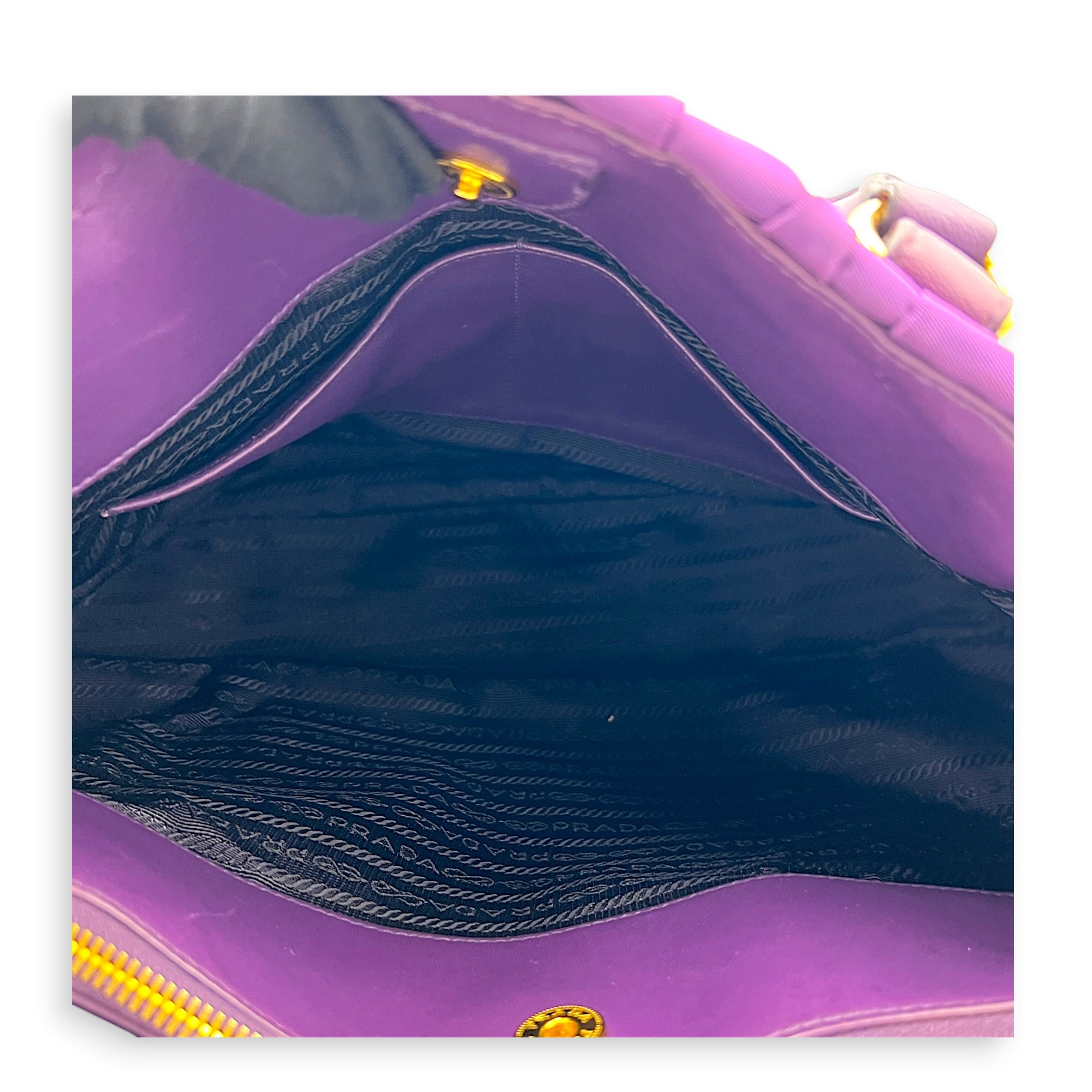 Gather Top Handle Bag Purple in Canvas, Gold hardware