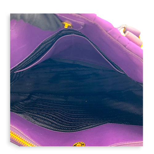 Gather Top Handle Bag Purple in Canvas, Gold hardware