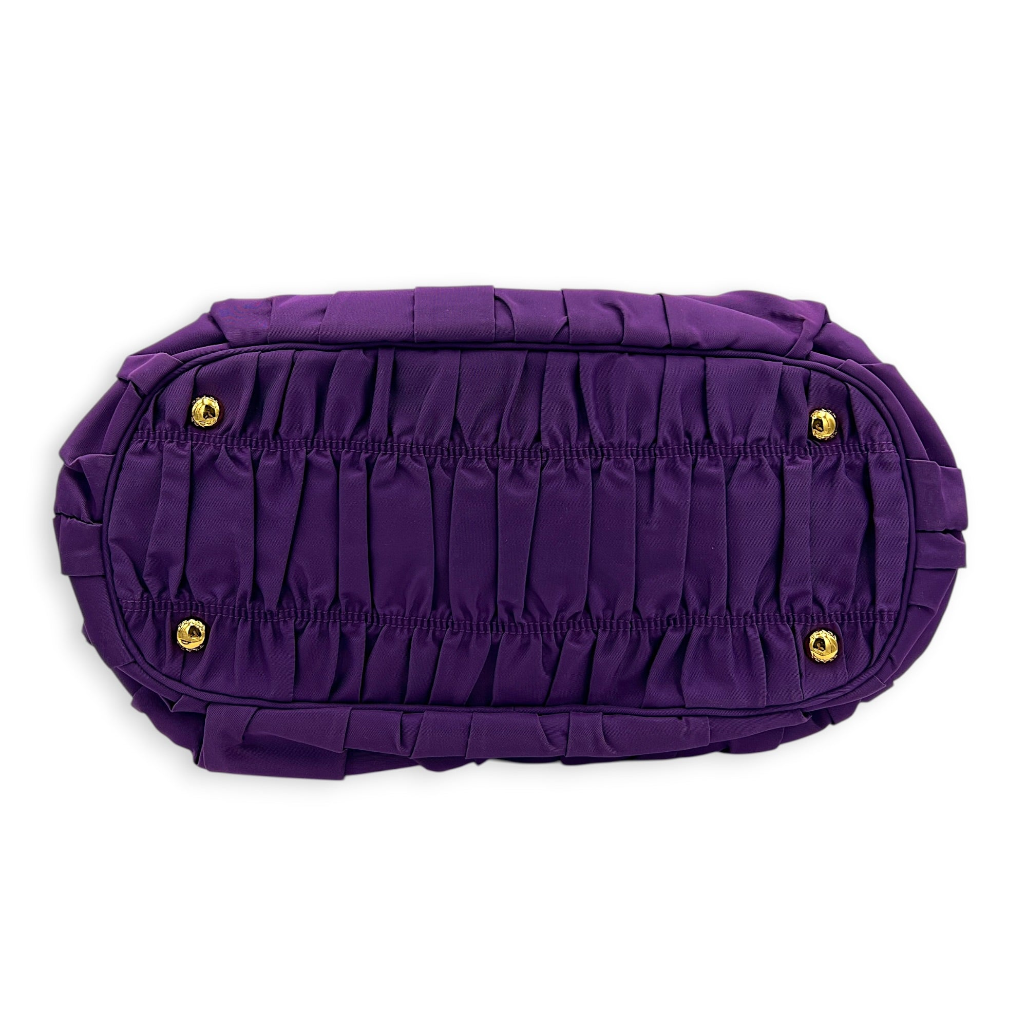 Gather Top Handle Bag Purple in Canvas, Gold hardware