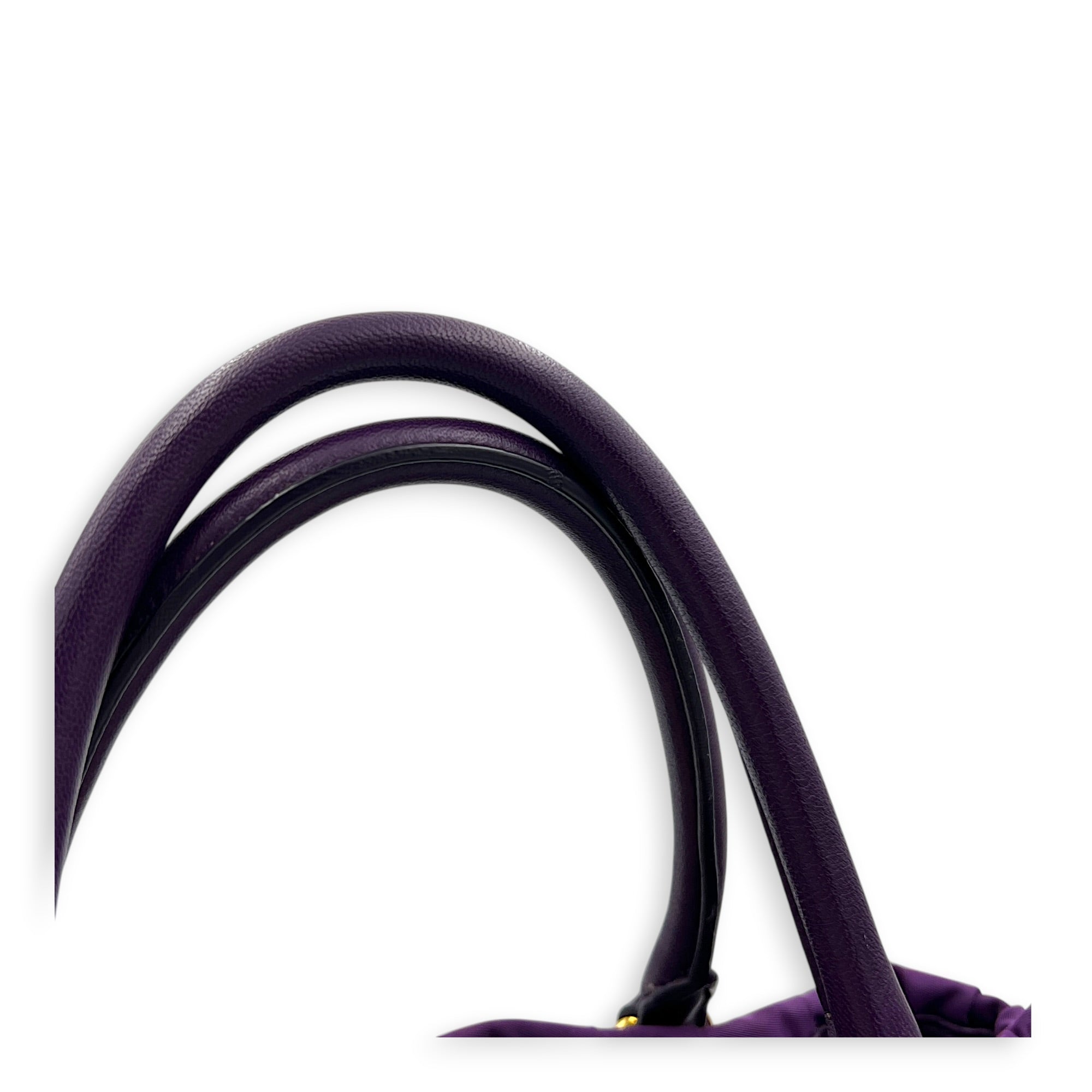 Gather Top Handle Bag Purple in Canvas, Gold hardware