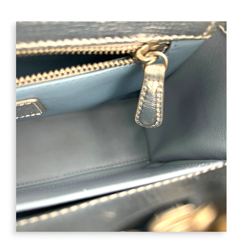 Lady Dior My ABCDior Top Handle Bag Small Silver in Lambskin, Gold hardware