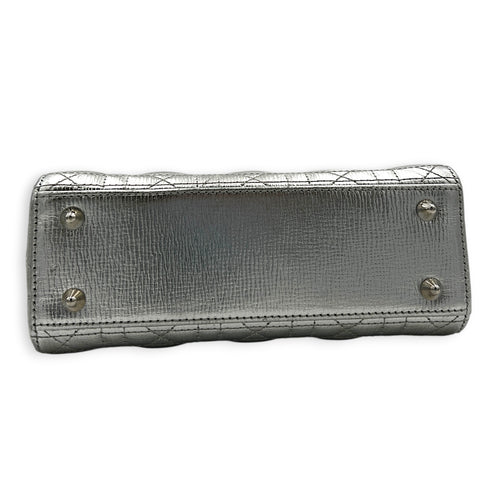 Lady Dior My ABCDior Top Handle Bag Small Silver in Lambskin, Gold hardware