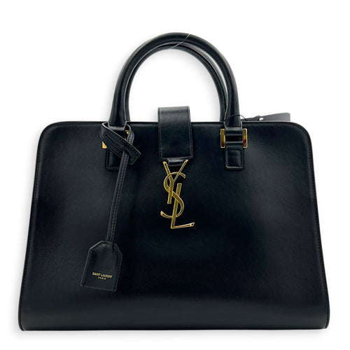 Cabas Top Handle Bag Black in Calfskin, Gold hardware