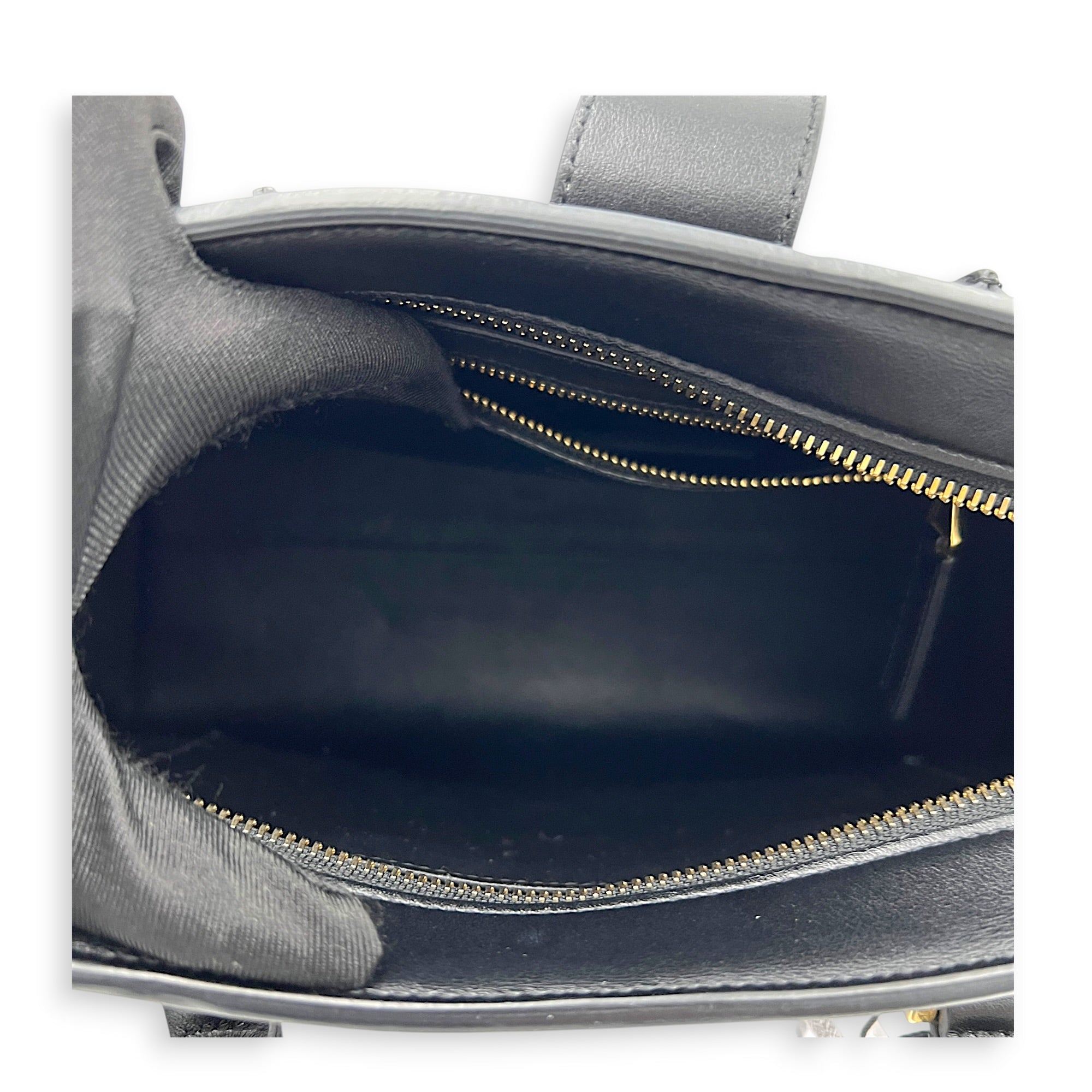 Cabas Top Handle Bag Black in Calfskin, Gold hardware