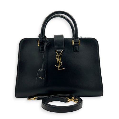 Cabas Top Handle Bag Black in Calfskin, Gold hardware