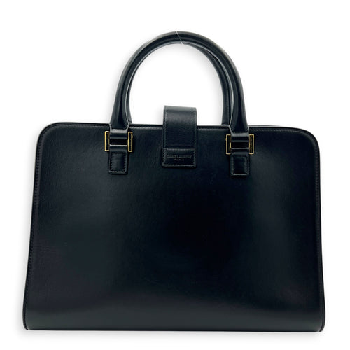 Cabas Top Handle Bag Black in Calfskin, Gold hardware