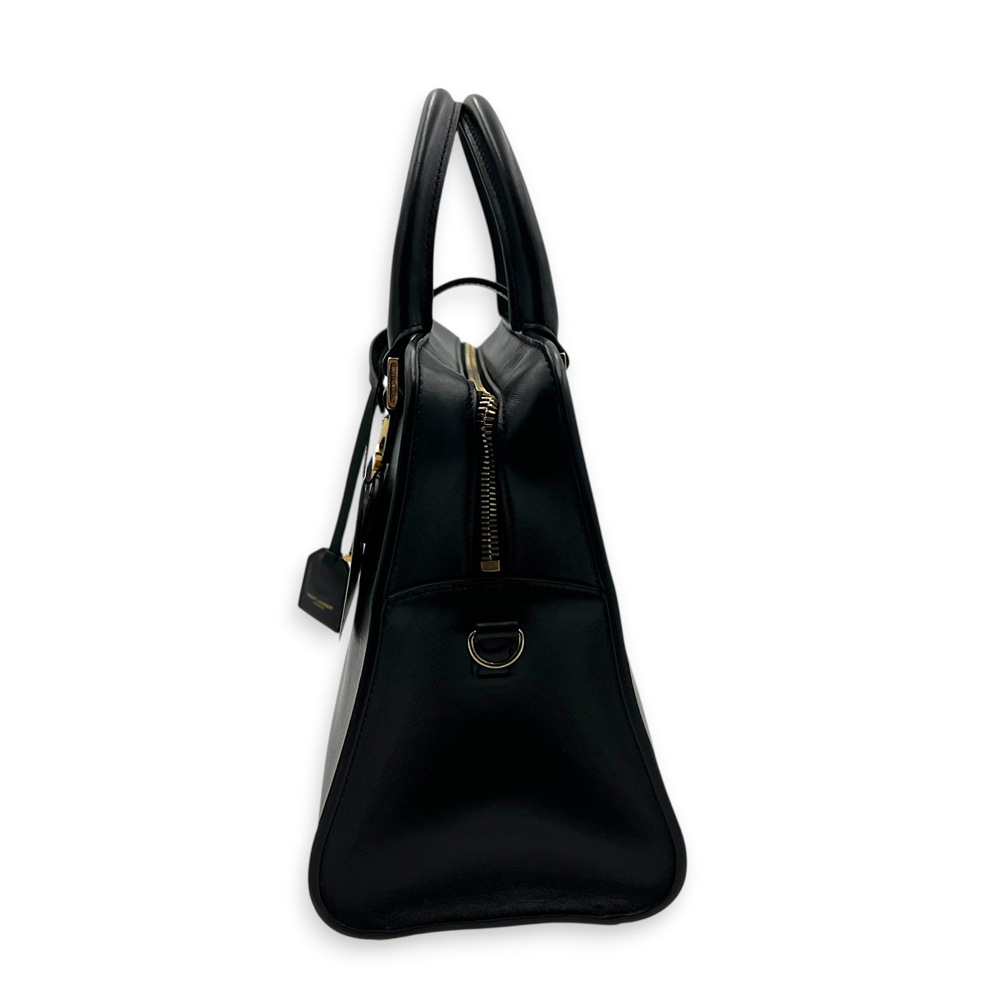 Cabas Top Handle Bag Black in Calfskin, Gold hardware