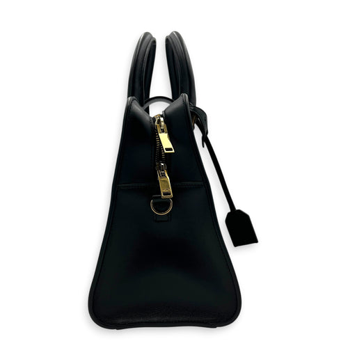 Cabas Top Handle Bag Black in Calfskin, Gold hardware