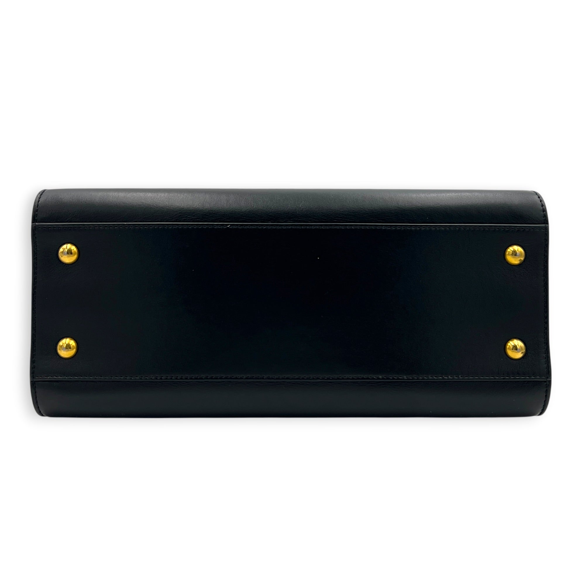 Cabas Top Handle Bag Black in Calfskin, Gold hardware