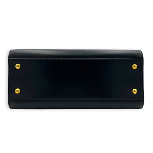 Cabas Top Handle Bag Black in Calfskin, Gold hardware