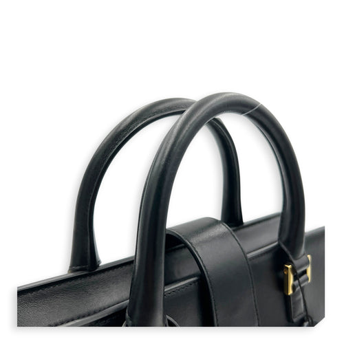 Cabas Top Handle Bag Black in Calfskin, Gold hardware