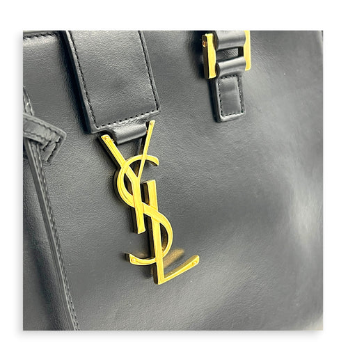 Cabas Top Handle Bag Black in Calfskin, Gold hardware