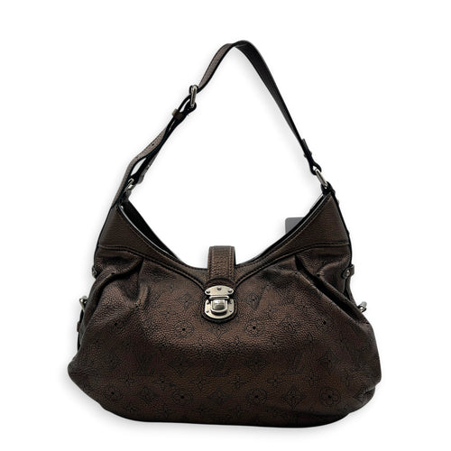 Mahina Bronze Shoulder Bag in Calfskin, Silver hardware