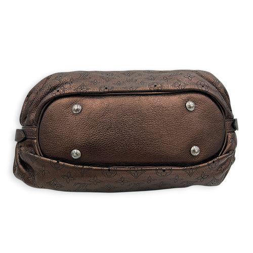 Mahina Bronze Shoulder Bag in Calfskin, Silver hardware
