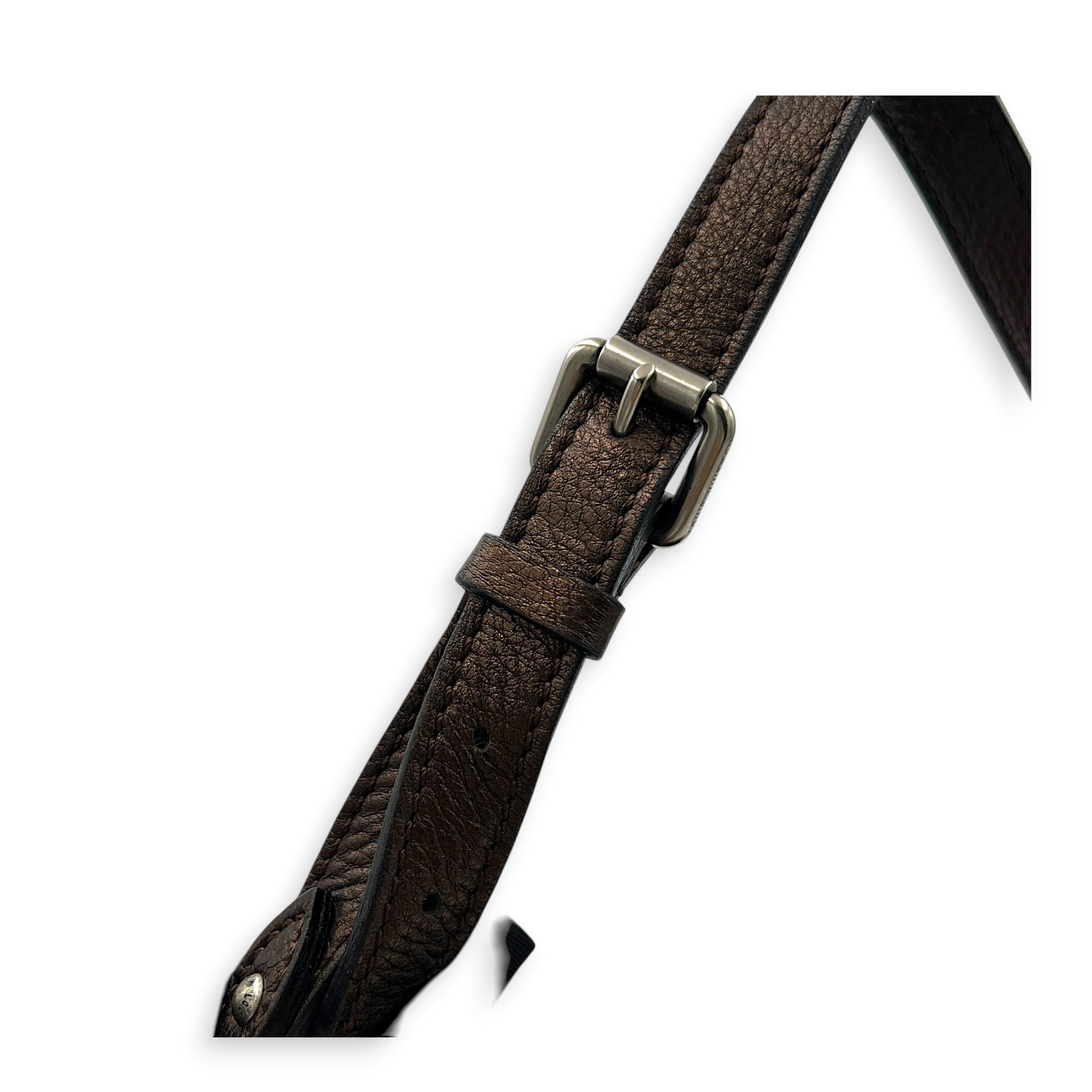 Mahina Bronze Shoulder Bag in Calfskin, Silver hardware