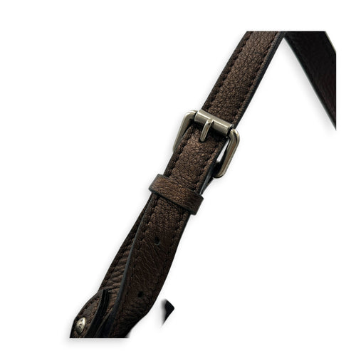Mahina Bronze Shoulder Bag in Calfskin, Silver hardware