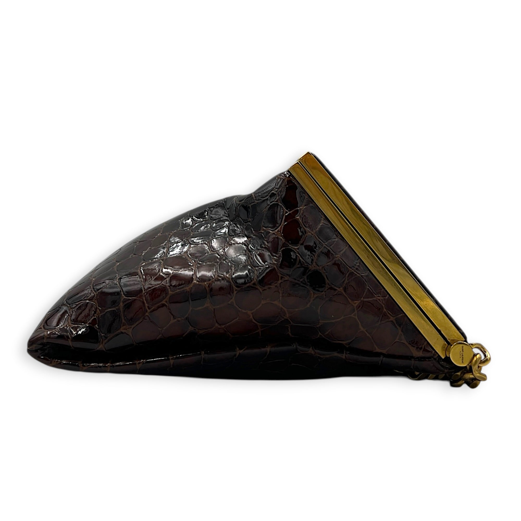 Midnight  Shoulder Bag Red in Embossed Croc, Gold hardware