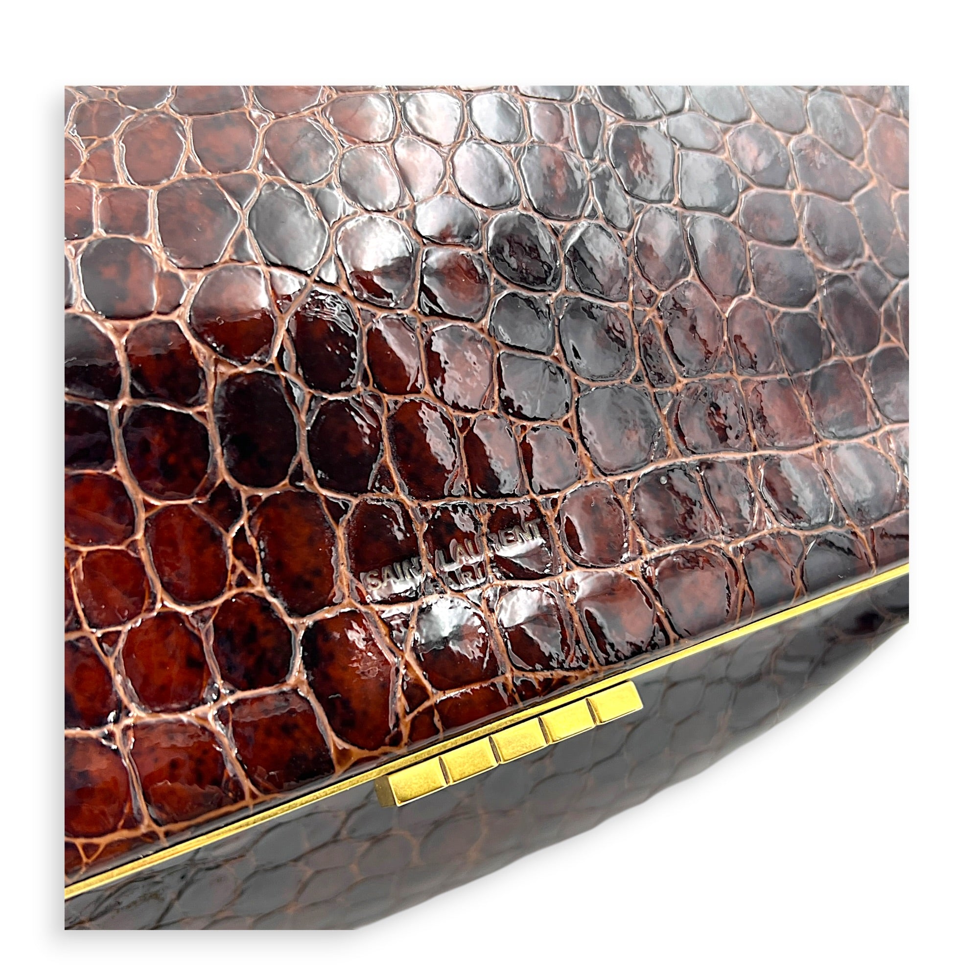 Midnight  Shoulder Bag Red in Embossed Croc, Gold hardware
