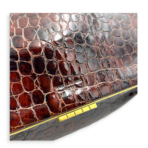 Midnight  Shoulder Bag Red in Embossed Croc, Gold hardware