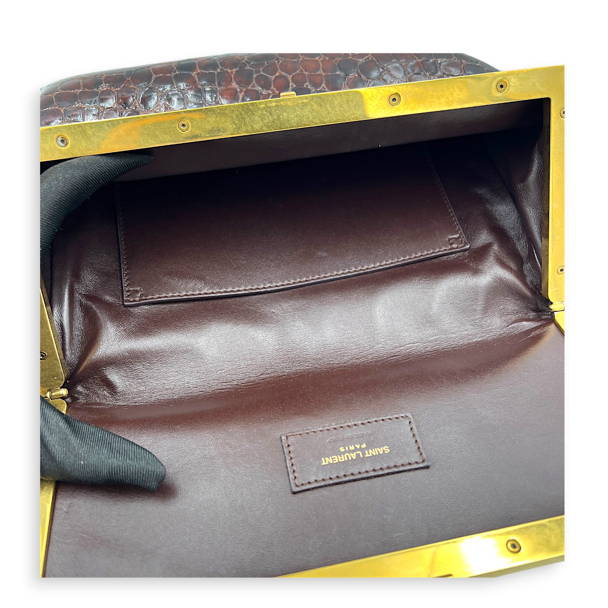 Midnight  Shoulder Bag Red in Embossed Croc, Gold hardware