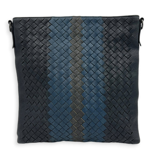 Intrecciato Messenger Black in Calfskin, Ruthenium hardware