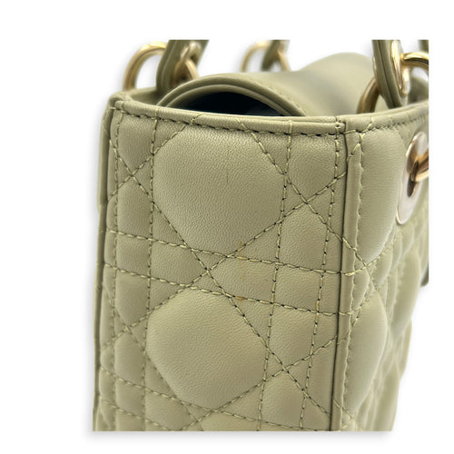Lady Dior My ABCDior Top Handle Bag Small Green in Lambskin, Gold hardware
