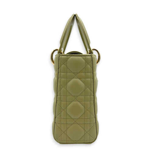 Lady Dior My ABCDior Top Handle Bag Small Green in Lambskin, Gold hardware