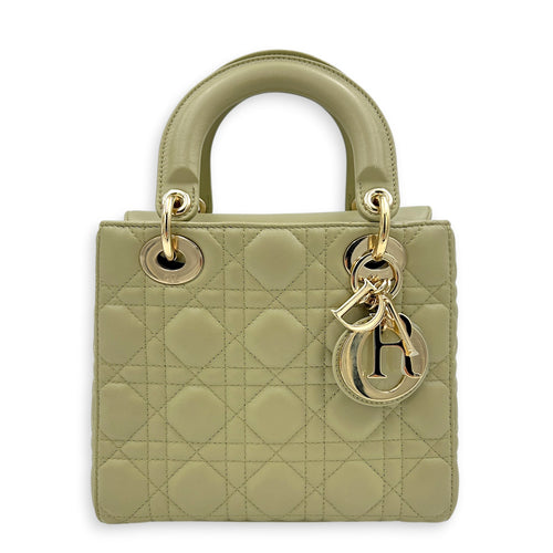 Lady Dior My ABCDior Top Handle Bag Small Green in Lambskin, Gold hardware