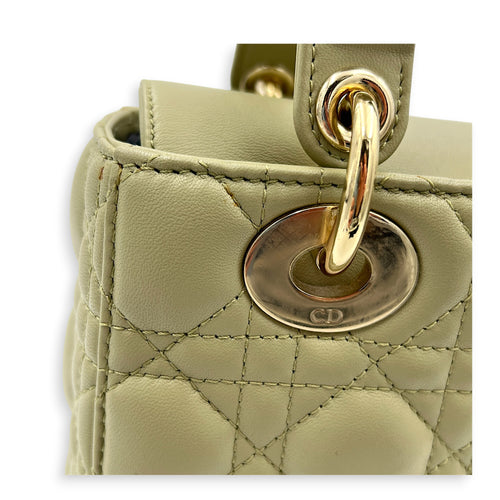 Lady Dior My ABCDior Top Handle Bag Small Green in Lambskin, Gold hardware