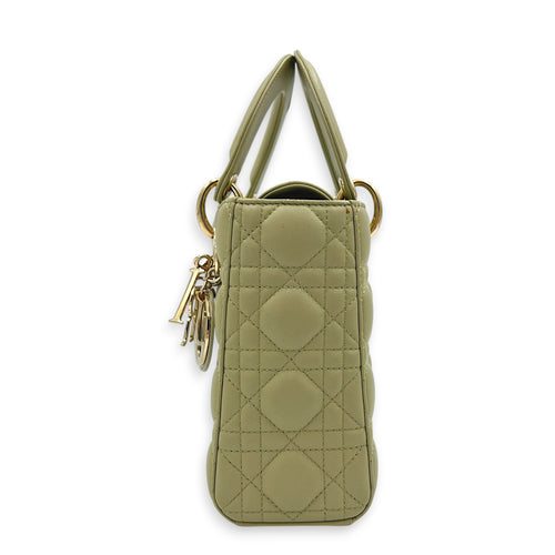 Lady Dior My ABCDior Top Handle Bag Small Green in Lambskin, Gold hardware